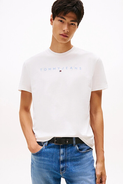 Erkek Bisiklet Yaka Logo Baskılı T-Shirt - Ekru 