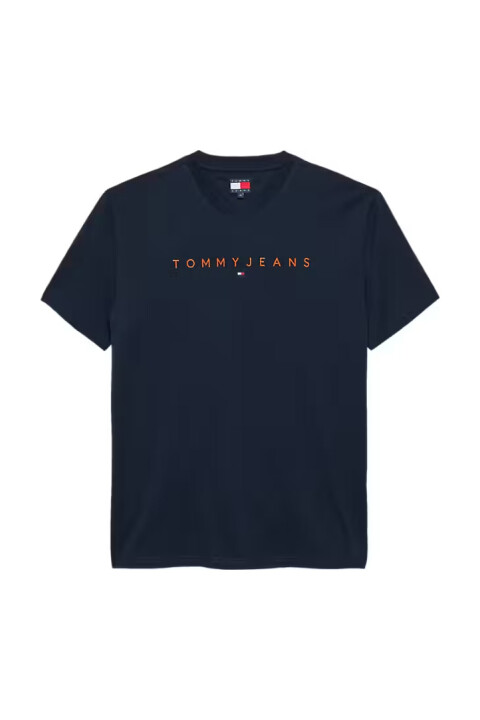 Erkek Bisiklet Yaka Logo Baskılı T-Shirt - Lacivert 