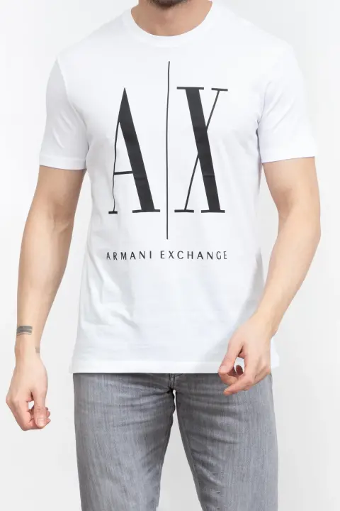 Erkek Bisiklet Yaka T-Shirt - Beyaz 