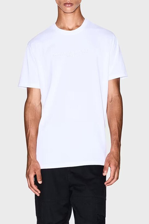 Erkek Bisiklet Yaka T-Shirt - Beyaz 