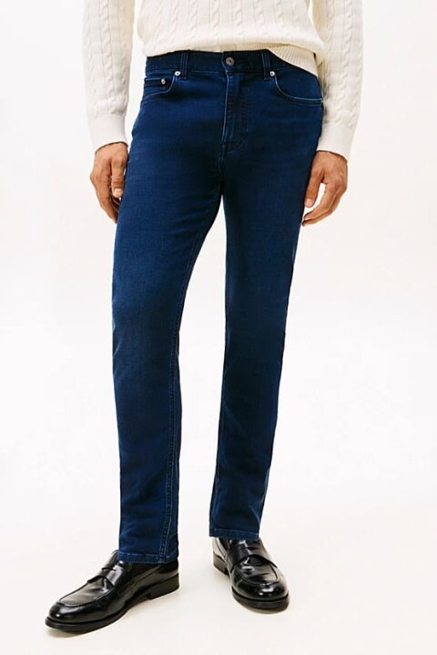 Erkek Bleecker Tam Kalıp Solma Efektli Jean Pantolon - Koyu Mavi - Tommy Hilfiger