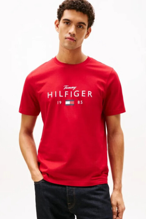 Erkek Brand Love Grafik Logolu Pamuklu T-Shirt - Kırmızı 