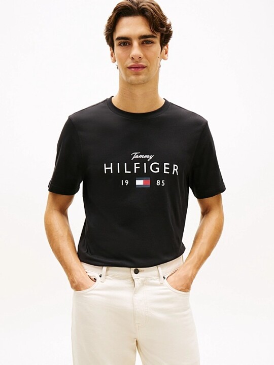 Erkek Brand Love Grafik Logolu Pamuklu T-Shirt - Siyah 