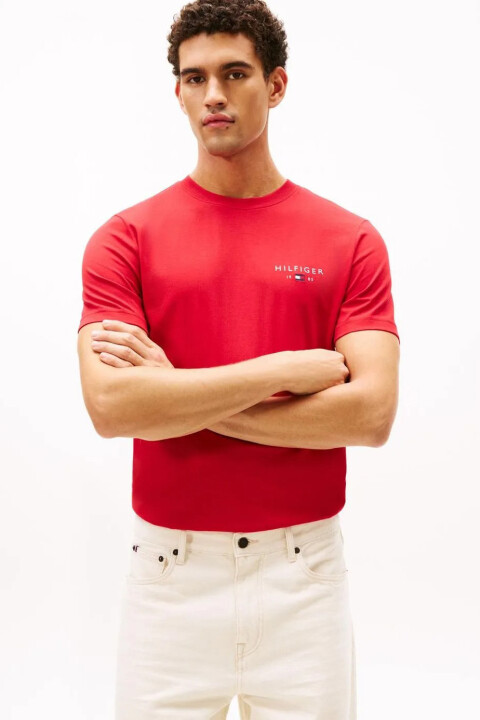 Erkek Brand Love Küçük Logolu Pamuklu T-Shirt - Kırmızı 