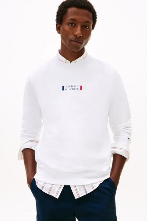 Erkek Brand Love Pamuklu Bisiklet Yaka Sweatshirt - Beyaz 