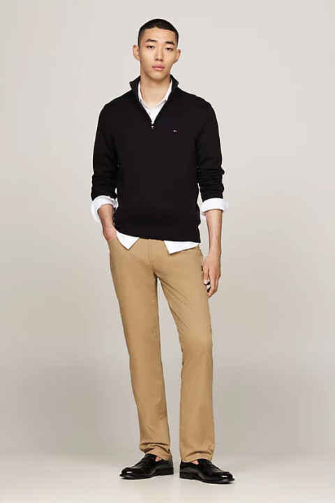 Erkek Çeyrek Fermuarlı Balıkçı Yaka Kazak - Siyah 