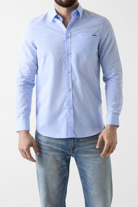 Erkek Chambray Regular Fit Gömlek - Mavi - Guess
