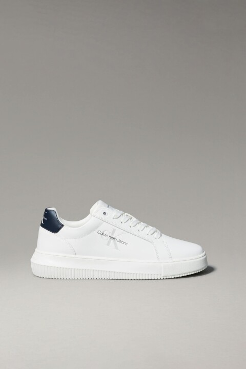 Erkek Chunky Deri Sneaker Ayakkabı - Beyaz/Lacivert 