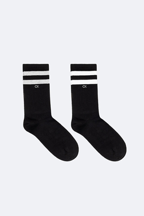 Erkek Çizgili ve Logolu 2'li Soket Çorap Seti - Siyah - Calvin Klein