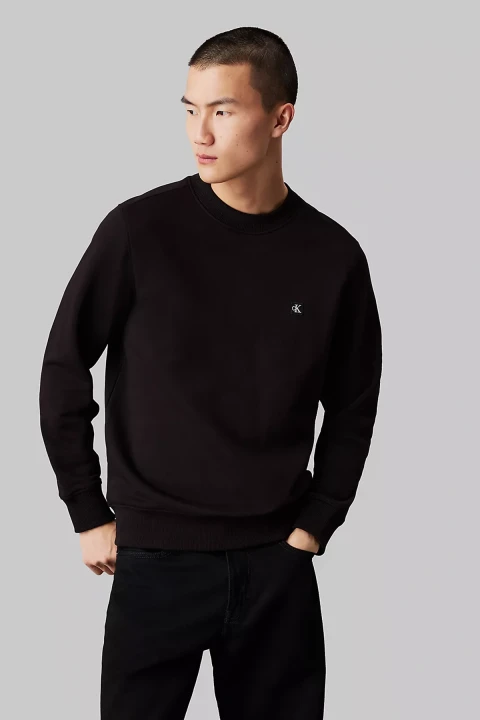 Erkek Ck Embro Badge Crew Neck Kazak- Siyah 