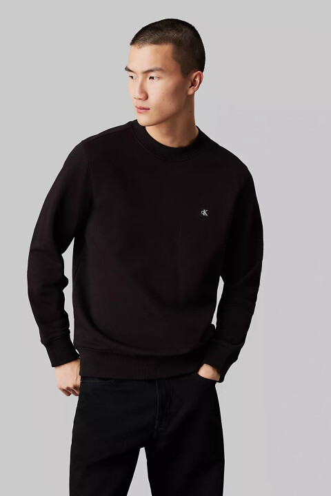 Erkek Ck Embro Badge Crew Neck Kazak- Siyah - Calvin Klein
