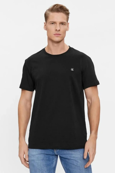 Erkek CK Embro Logolu T-Shirt - Siyah 