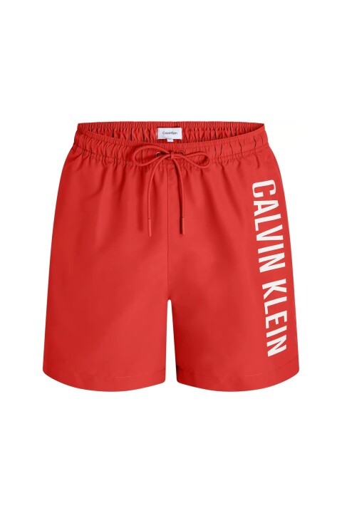 Erkek Ck Medium Drawstring Yüzme Şortu - Kırmızı 
