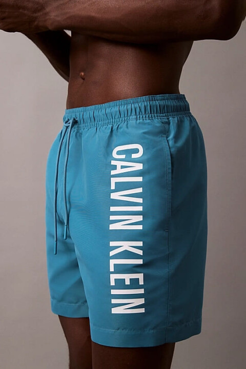 Erkek Ck Medium Drawstring Yüzme Şortu - Mavi 