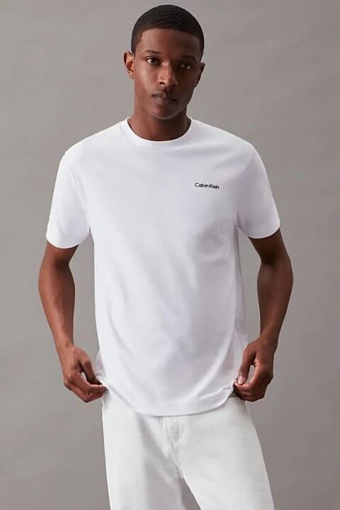 Erkek Ck Mikro Logo İnterlock T-Shirt - Beyaz 