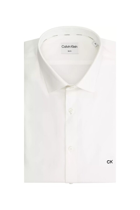 Erkek Ck Poplin Stretch Slim Gömlek - Beyaz 
