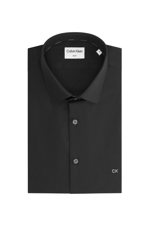 Erkek Ck Poplin Stretch Slim Gömlek - Siyah 