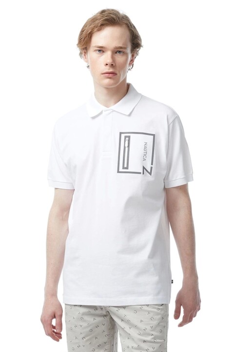 Erkek Classıc Fit Kısa Kollu Polo Yaka T-Shirt - Beyaz - Nautica