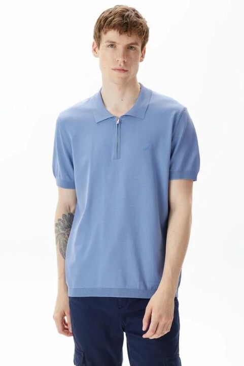 Erkek Classic Fit Kısa Kollu Triko - Mavi - Nautica