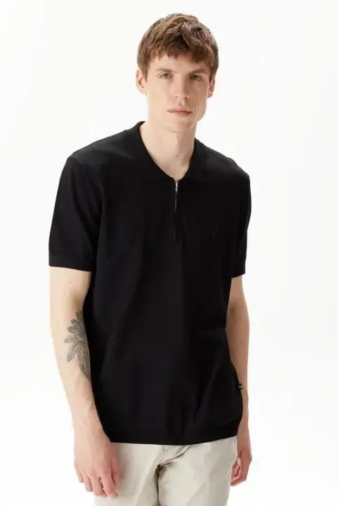 Erkek Classic Fit Kısa Kollu Triko - Siyah - Nautica