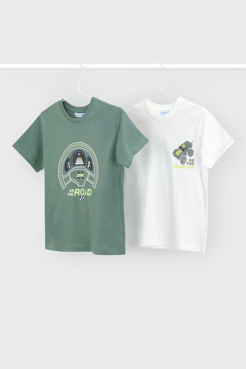 Erkek Çocuk 2’li Araç Temalı T-Shirt - Yeşil/Ekru - Mayoral