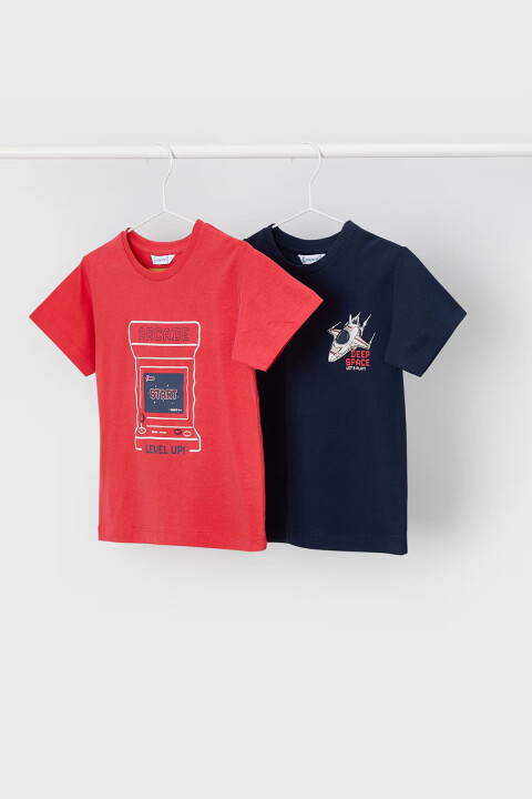 Erkek Çocuk 2’li Arcade ve Uzay Temalı T-Shirt - Kırmızı/Lacivert - Mayoral