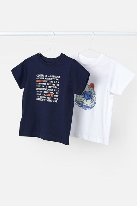 Erkek Çocuk 2'Li Tişört Takım - Lacivert 