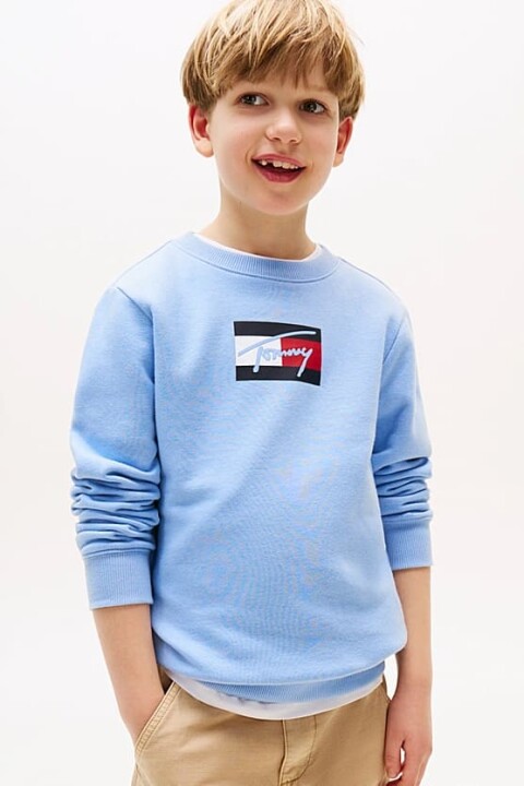 Erkek Çocuk Bisiklet Yaka Grafik Baskılı Sweatshirt - Açık Mavi 