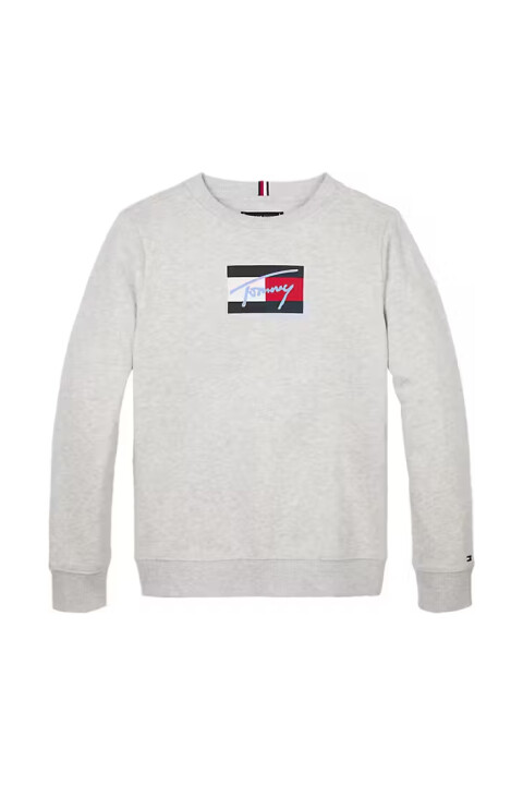 Erkek Çocuk Bisiklet Yaka Grafik Baskılı Sweatshirt - Gri - Tommy Hilfiger