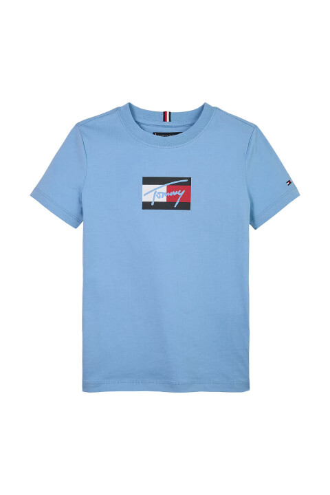 Erkek Çocuk Bisiklet Yaka Grafik Baskılı T-Shirt - Açık Mavi 