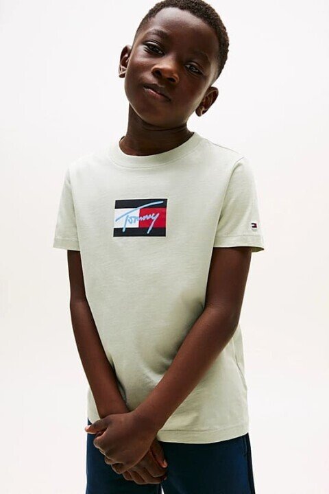 Erkek Çocuk Bisiklet Yaka Grafik Baskılı T-Shirt - Açık Yeşil 