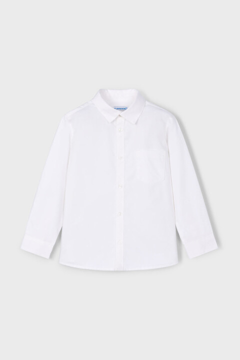 Erkek Çocuk Cepli Basic Uzun Kollu Gömlek - Beyaz - Mayoral