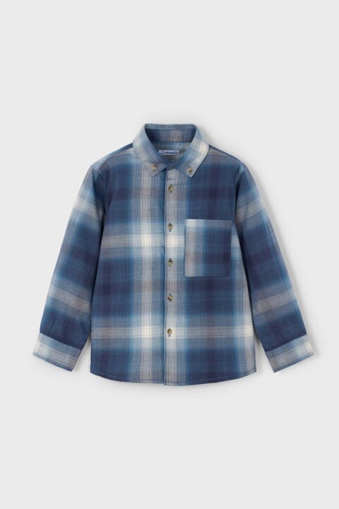 Erkek Çocuk Cepli Ekose Desenli Uzun Kollu Gömlek - Lacivert - Mayoral