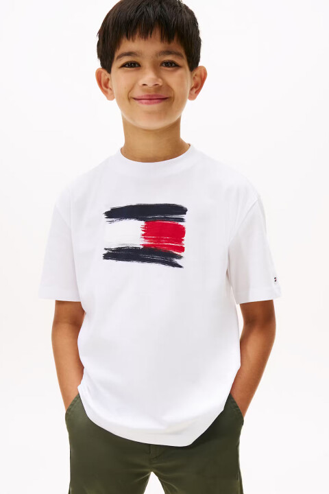 Erkek Çocuk Flag Archive Kısa Kollu T-Shirt - Beyaz - Tommy Hilfiger