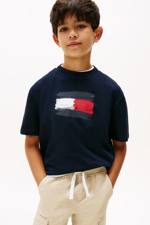 Erkek Çocuk Flag Archive Kısa Kollu T-Shirt - Lacivert - Tommy Hilfiger