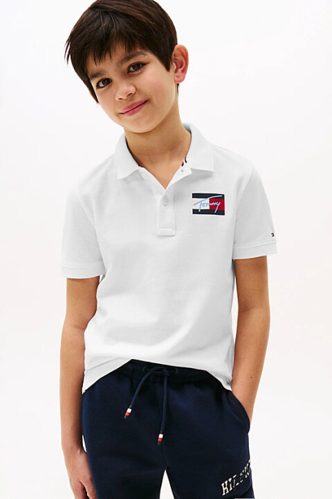 Erkek Çocuk Göğsü Armalı Polo Yaka T-Shirt - Beyaz - Tommy Hilfiger