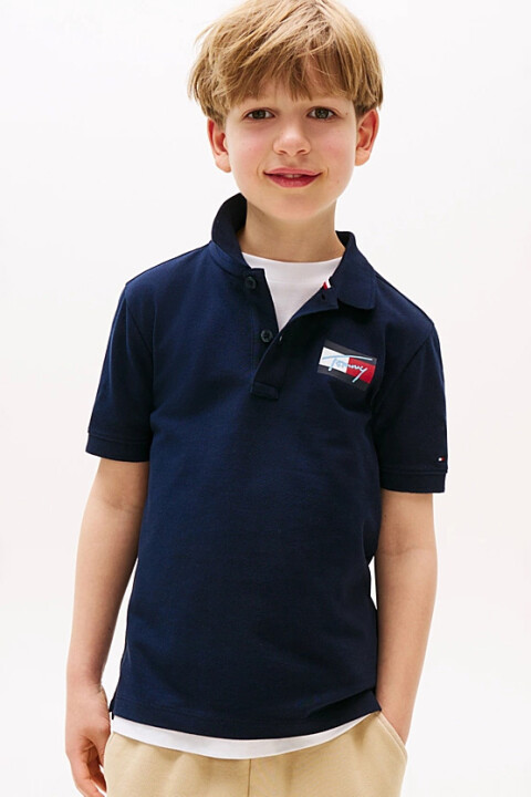 Erkek Çocuk Göğsü Armalı Polo Yaka T-Shirt - Lacivert 