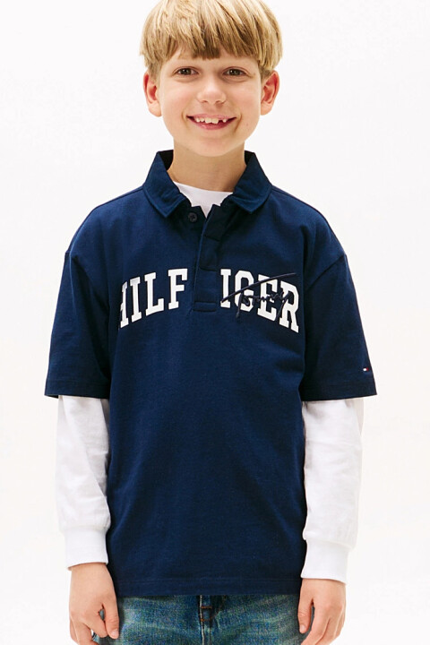 Erkek Çocuk Grafik Baskılı Polo Yaka T-Shirt - Lacivert - Tommy Hilfiger