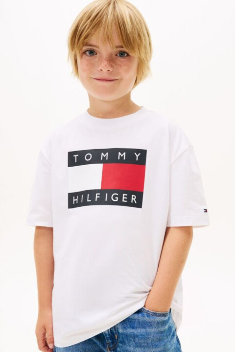 Erkek Çocuk Heritage Printed Flag T-Shirt - Beyaz - Tommy Hilfiger