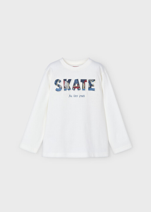 Erkek Çocuk Kabartmalı T-Shirt Beyaz 