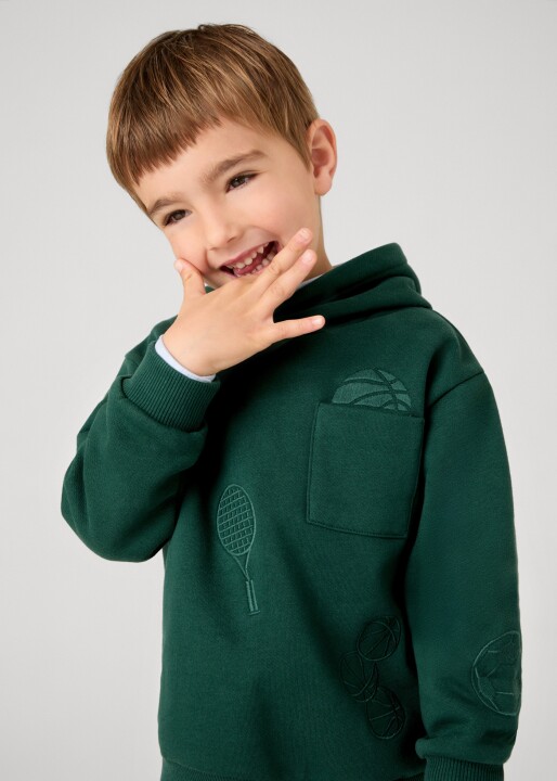 Erkek Çocuk Kapüşonlu Sweatshirt - Yeşil 