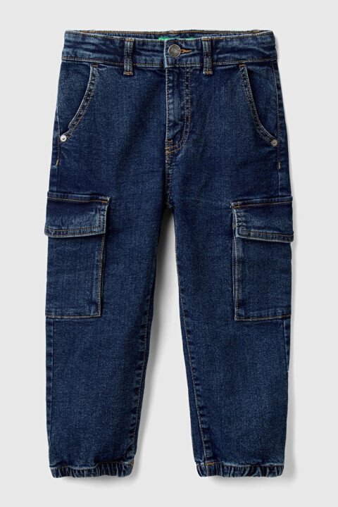 Erkek Çocuk Kargo Denim Pantolon - Mavi - Benetton
