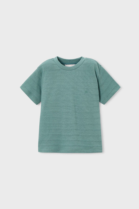 Erkek Çocuk Kendinden Çizgili T-Shirt - Yeşil 