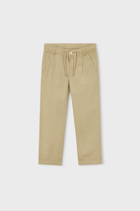Erkek Çocuk Keten Karışımlı Relaxed Fit Chino Pantolon - Bej - Mayoral