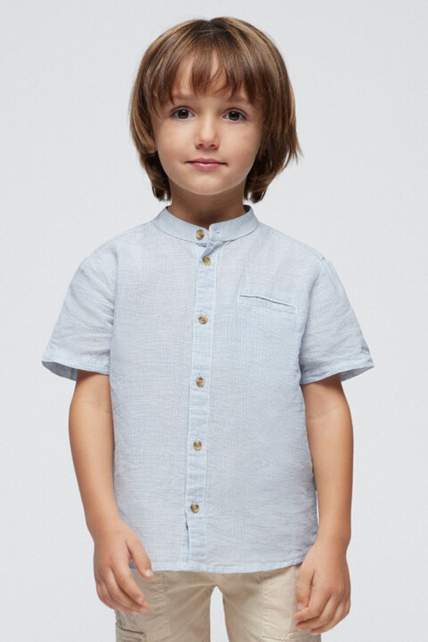 Erkek Çocuk Kısa Kollu Keten Gömlek - Mavi - Mayoral