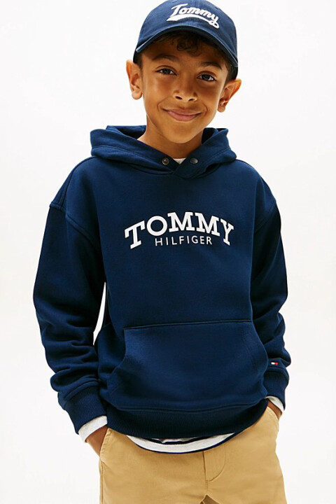 Erkek Çocuk Kolej Baskılı Kapüşonlu Sweatshirt - Lacivert - Tommy Hilfiger