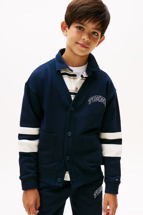 Erkek Çocuk Kolu Çizgili Kolej Hırka - Lacivert - Tommy Hilfiger