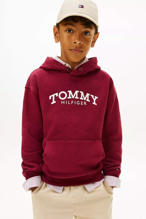 Erkek Çocuk Logolu Kapüşonlu Sweatshirt - Bordo - Tommy Hilfiger