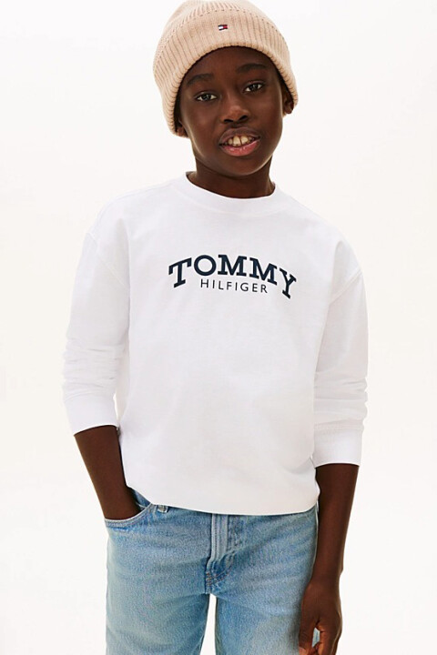 Erkek Çocuk Logolu Uzun Kollu T-Shirt - Beyaz 