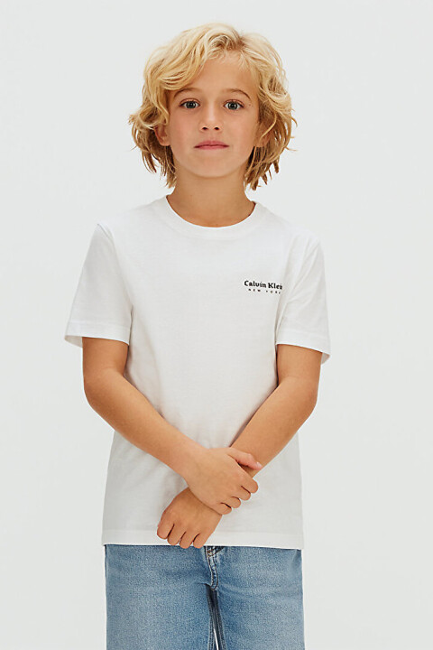 Erkek Çocuk Minimal Logo T-Shirt - Beyaz 